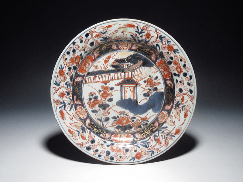 古伊万里 元禄色絵 邸内風景文 七寸皿【元禄】 | 古陶磁 大林師友堂 古伊万里 元禄色絵 邸内風景文 七寸皿【元禄】 | 古陶磁 大林師友堂
