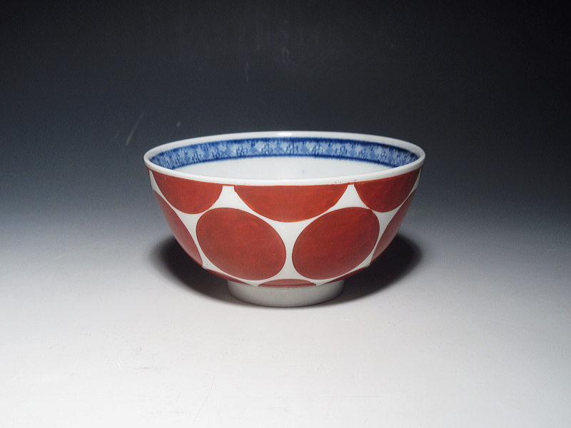古伊万里　元禄色絵　赤玉文　碗【元禄】