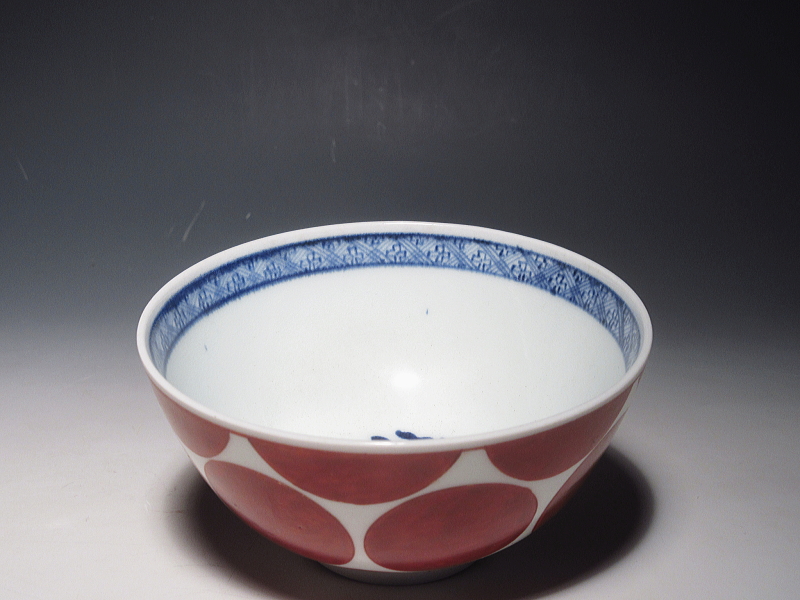 古伊万里　元禄色絵　赤玉文　碗【元禄】