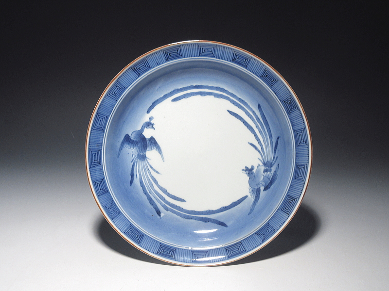 古伊万里　藍柿右衛門　鳳凰文　六寸皿【延宝】