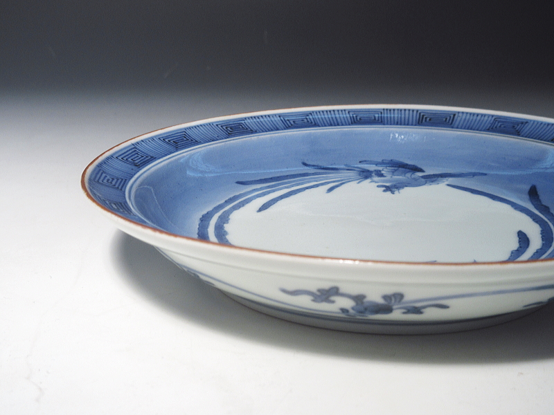 古伊万里　藍柿右衛門　鳳凰文　六寸皿【延宝】