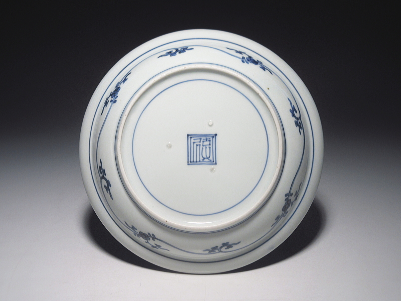 古伊万里　藍柿右衛門　鳳凰文　六寸皿【延宝】