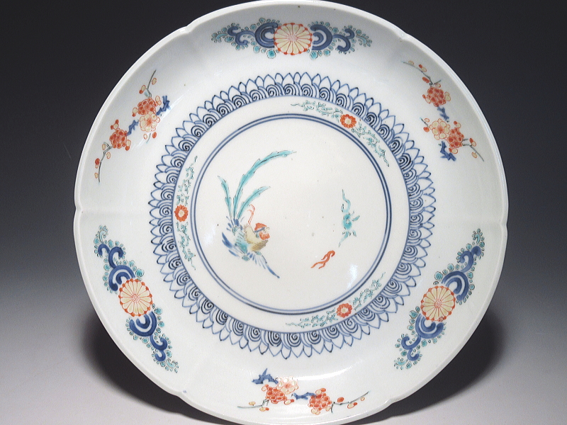 古伊万里　柿右衛門　鳳凰花文　七寸皿【延宝】
