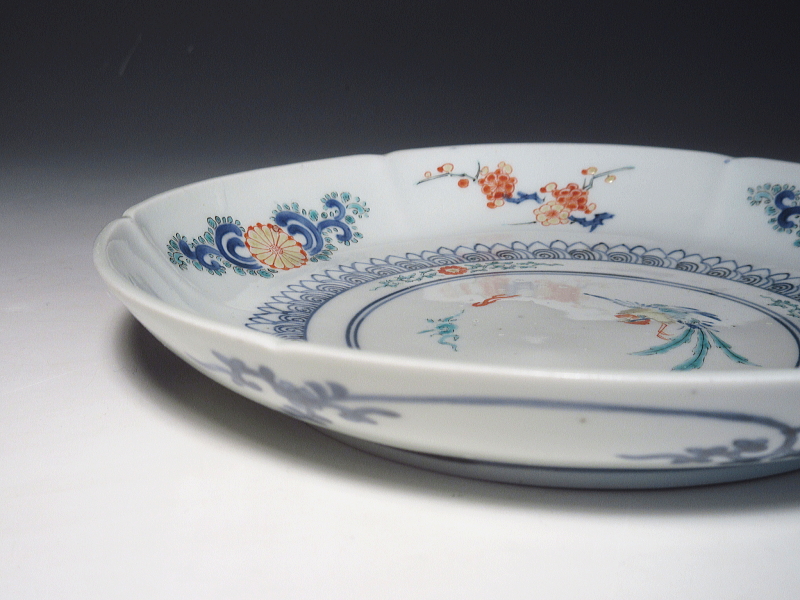 古伊万里　柿右衛門　鳳凰花文　七寸皿【延宝】