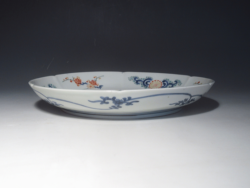 古伊万里　柿右衛門　鳳凰花文　七寸皿【延宝】