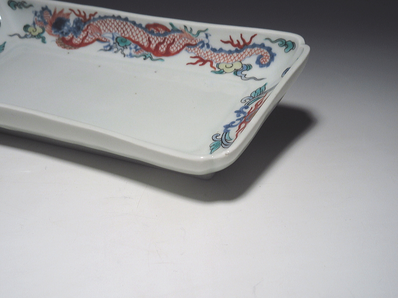 古伊万里　柿右衛門　宝珠飛龍文　長皿【延宝】