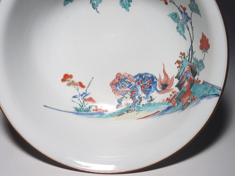 古伊万里　柿右衛門　唐獅子牡丹文　丸鉢【延宝】
