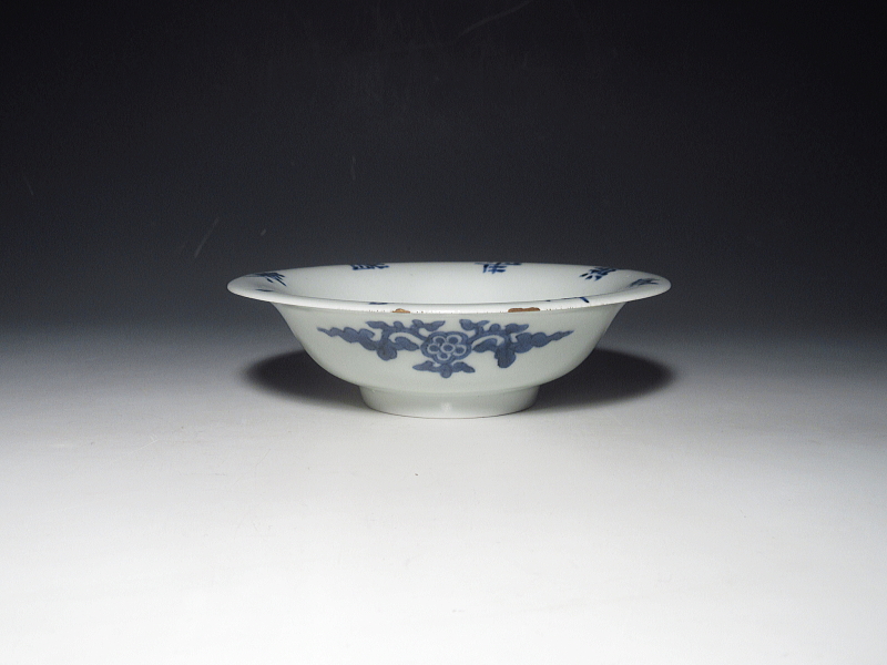 古伊万里　藍柿右衛門　菊花文字文　小鉢（延寶銘）【延宝】