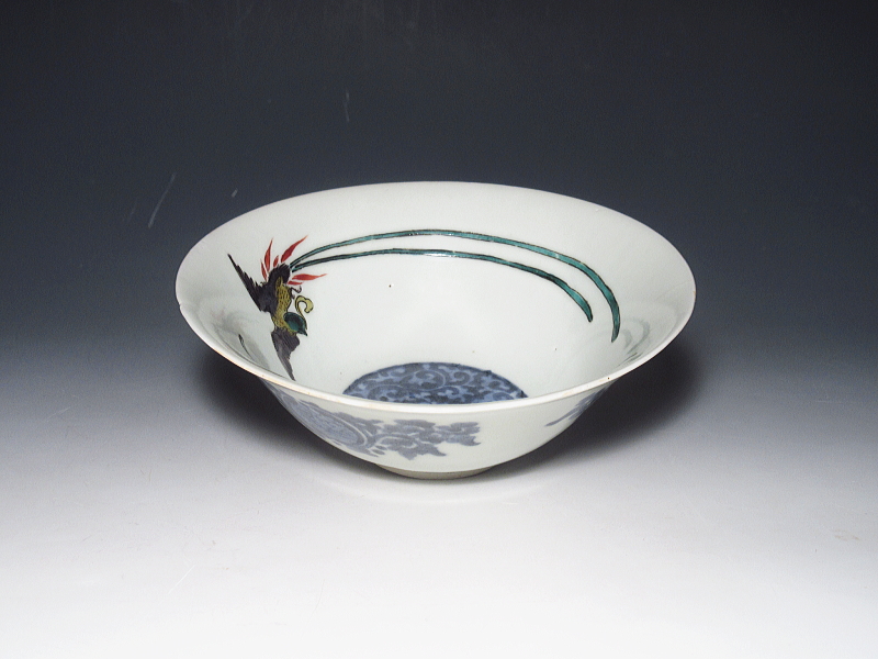 古伊万里　古九谷　唐草鳳凰文　平茶碗【慶安～万治】