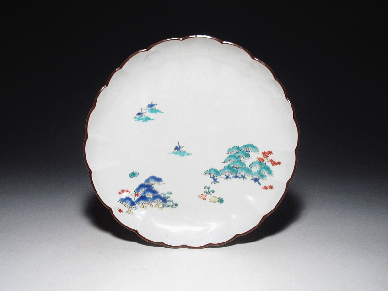 古伊万里　柿右衛門　松並木文　六寸皿【延宝】