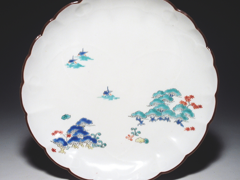 古伊万里　柿右衛門　松並木文　六寸皿【延宝】