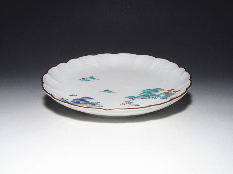 古伊万里　柿右衛門　松並木文　六寸皿【延宝】