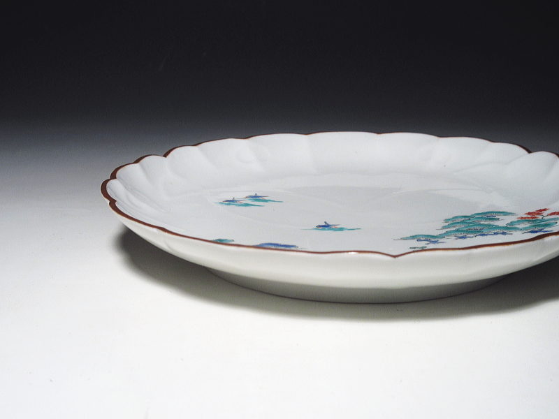 古伊万里　柿右衛門　松並木文　六寸皿【延宝】