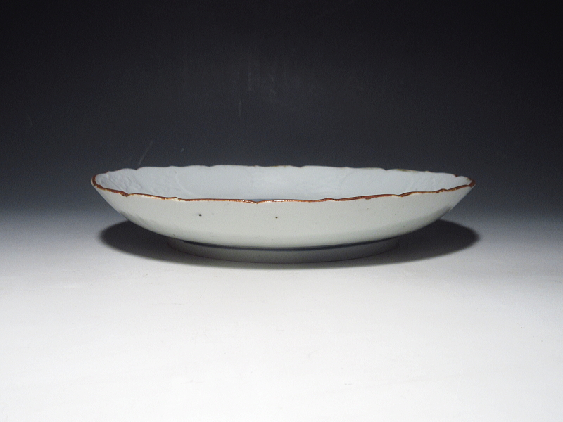 古伊万里 藍九谷 傘唐人文 七寸皿【寛文】