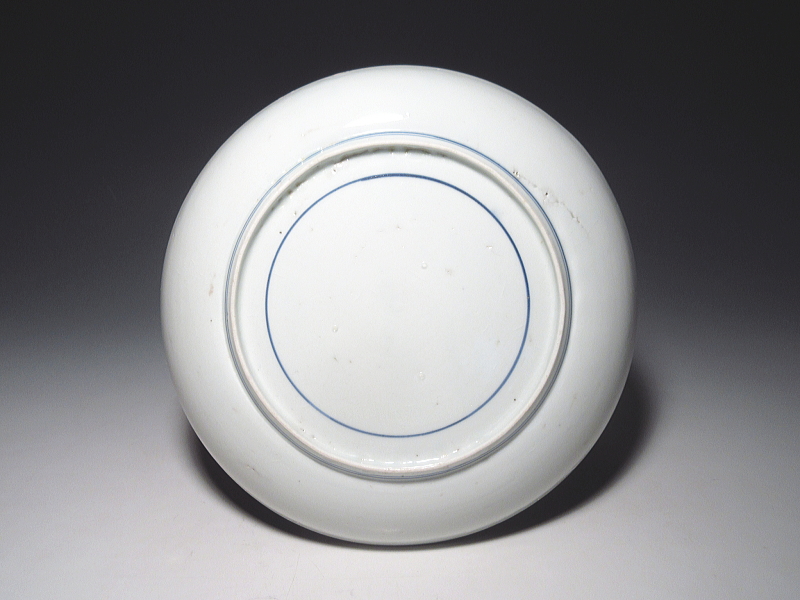古伊万里　藍九谷　丸文繋ぎ　七寸皿【寛文】