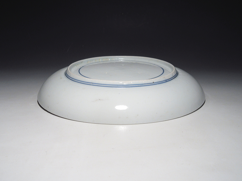 古伊万里　藍九谷　丸文繋ぎ　七寸皿【寛文】