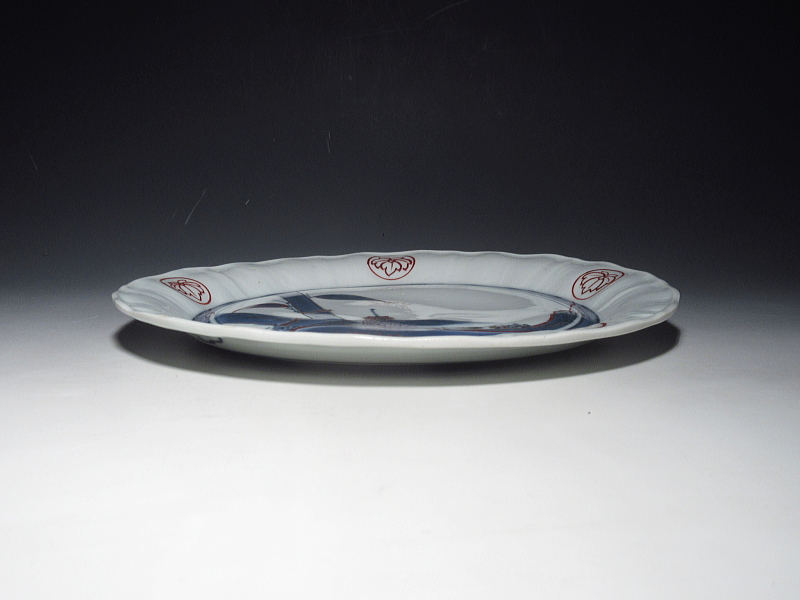 古伊万里　古九谷　赤金銀彩　竹東屋文　七寸皿【明暦～寛文】