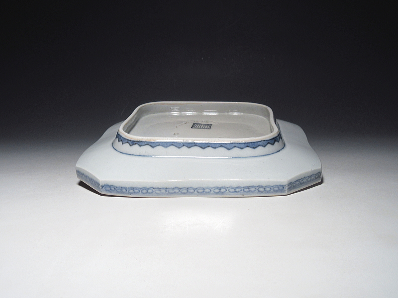 古伊万里 藍柿右衛門 松竹梅虎文 隅切皿【延宝~元禄】