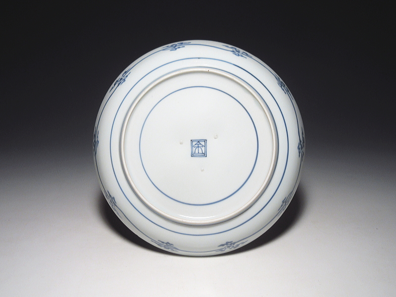 古伊万里　藍柿右衛門　楓七宝文　六寸皿【延宝】