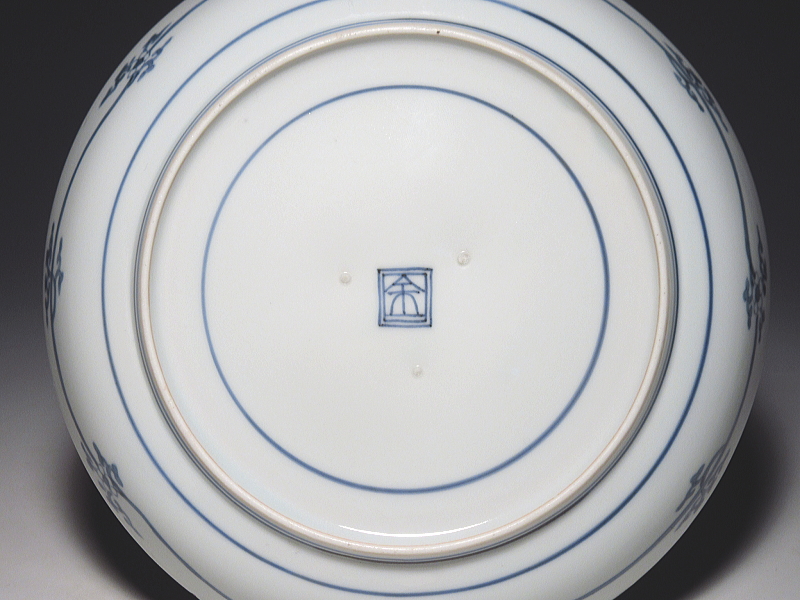 古伊万里　藍柿右衛門　楓七宝文　六寸皿【延宝】