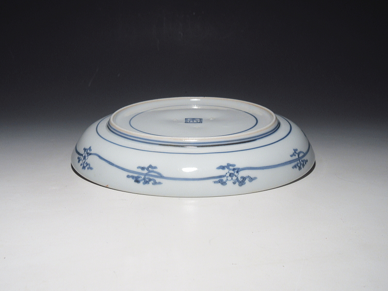 古伊万里　藍柿右衛門　楓七宝文　六寸皿【延宝】