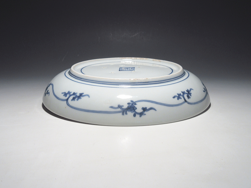 古伊万里 藍柿右衛門 団龍七宝文 七寸皿【延宝】