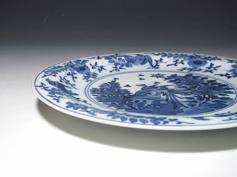 古伊万里　藍柿右衛門　花鳥文　七寸皿【元禄】