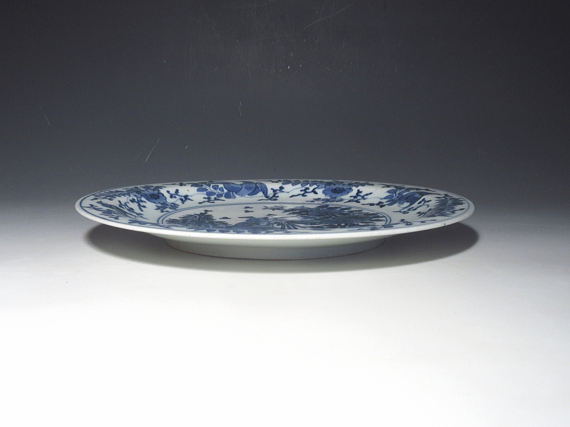 古伊万里　藍柿右衛門　花鳥文　七寸皿【元禄】