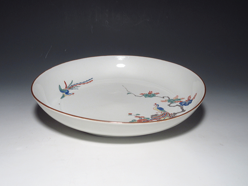 古伊万里　柿右衛門　孔雀花鳥文　七寸皿【延宝】