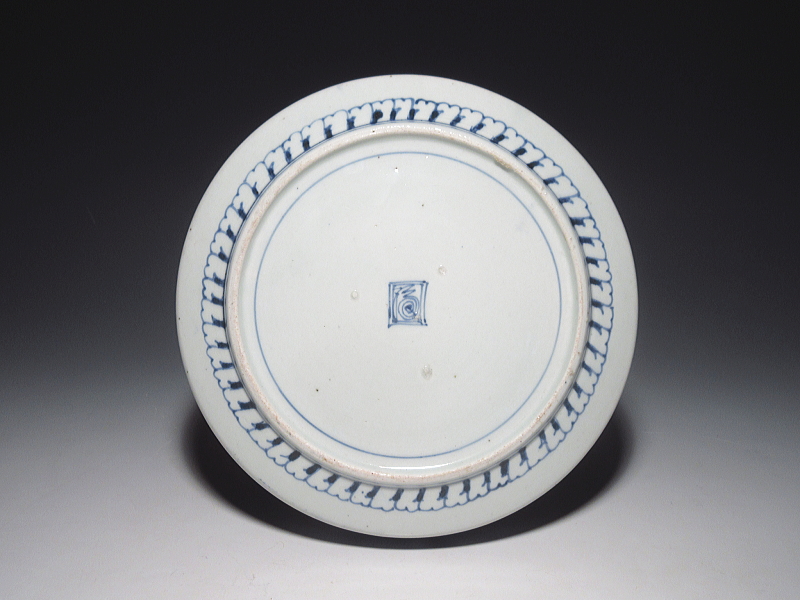 古伊万里 染付 窓絵蛸唐草文 盤形七寸皿 5枚組【宝暦】