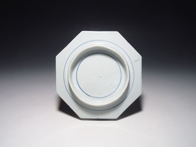 古伊万里　藍九谷　将棋駒文　八角皿【寛文】