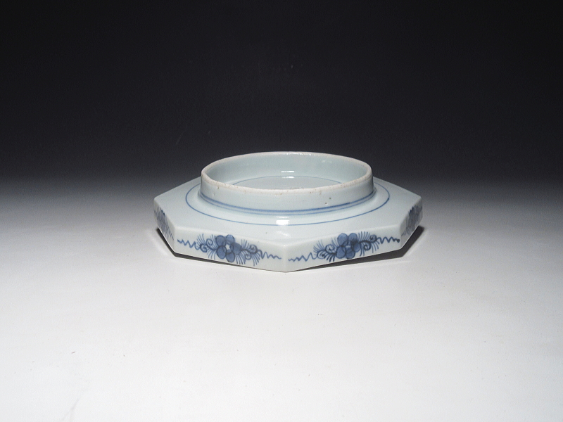 古伊万里　藍九谷　将棋駒文　八角皿【寛文】