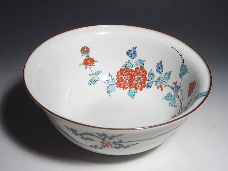 古伊万里 柿右衛門 唐獅子牡丹文 丸鉢【延宝】