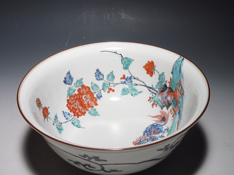 古伊万里 柿右衛門 唐獅子牡丹文 丸鉢【延宝】