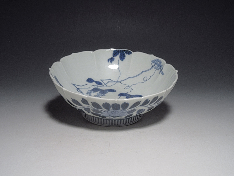 藍鍋島 葡萄絵 菊皿 5客組【安永】