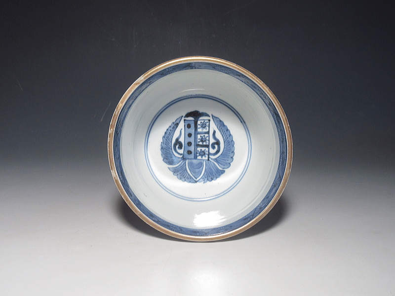 古伊万里　染付　花唐草文　特大そば猪口　５客組【享保～宝暦】