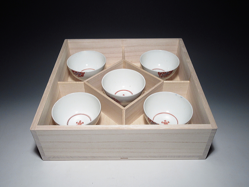 古伊万里　柿右衛門　花文　茶碗　５客組【延宝】