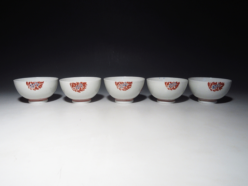 古伊万里　柿右衛門　花文　茶碗　５客組【延宝】