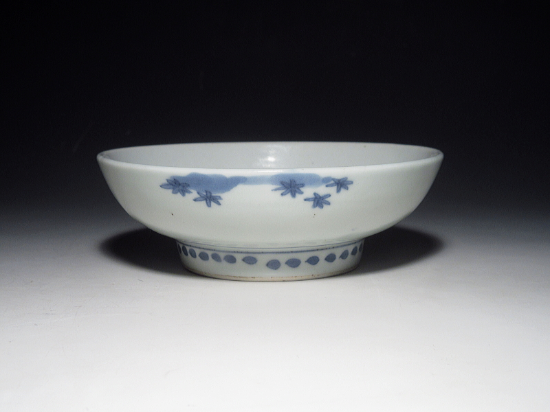 古伊万里　藍九谷　松竹梅文　五寸深皿　５客組【寛文～延宝】