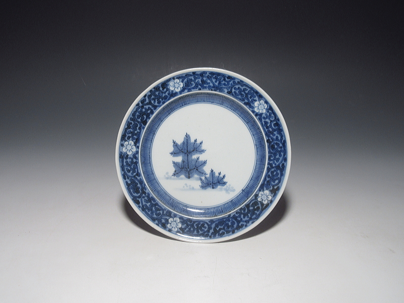 古伊万里　藍柿右衛門　若松蛸唐草文　五寸皿【延宝】