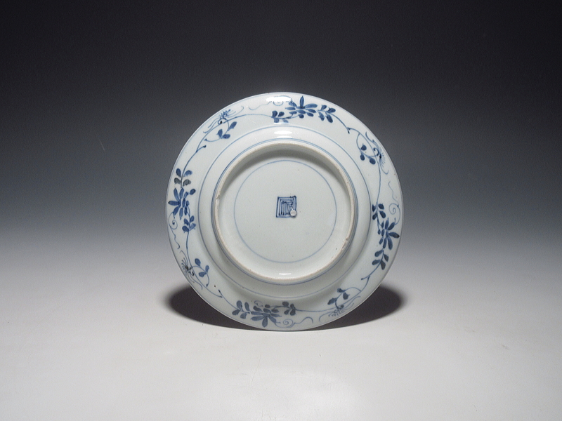 古伊万里　藍柿右衛門　若松蛸唐草文　五寸皿【延宝】