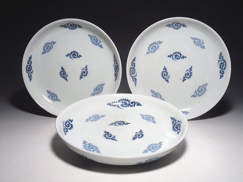 古伊万里　染付　飛び蛸唐草文　六寸皿　６枚組【宝暦】