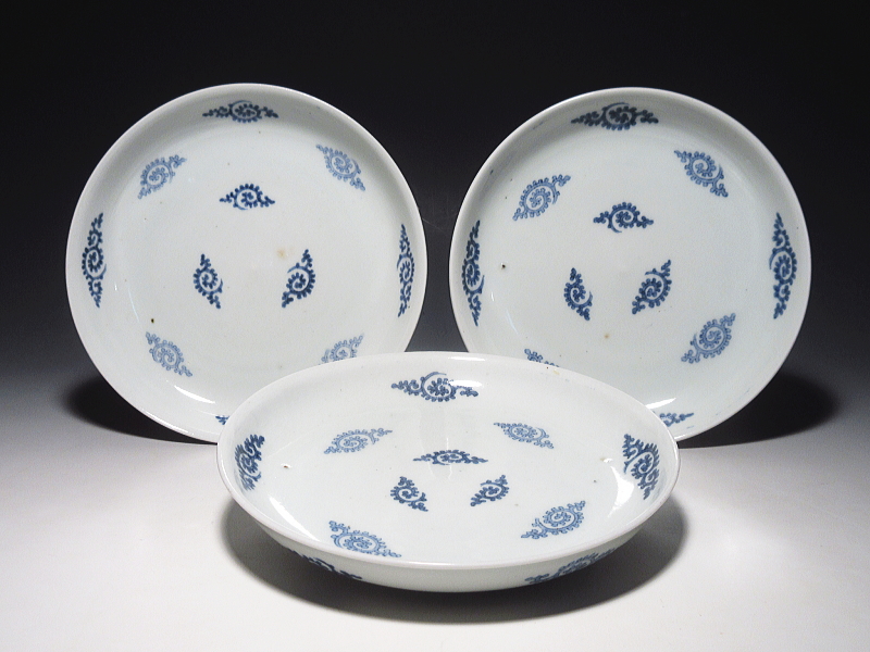 古伊万里　染付　飛び蛸唐草文　六寸皿　６枚組【宝暦】