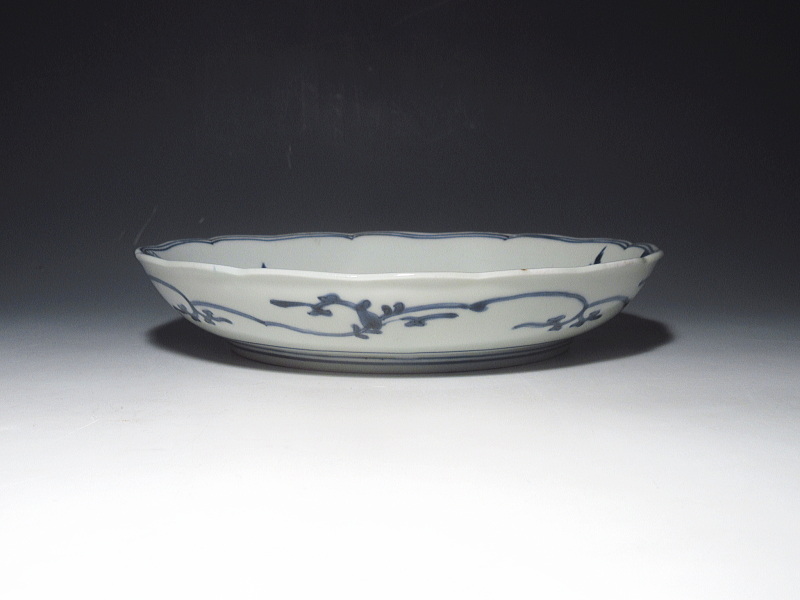 古伊万里　藍柿右衛門　海辺風景文　七寸皿【元禄】