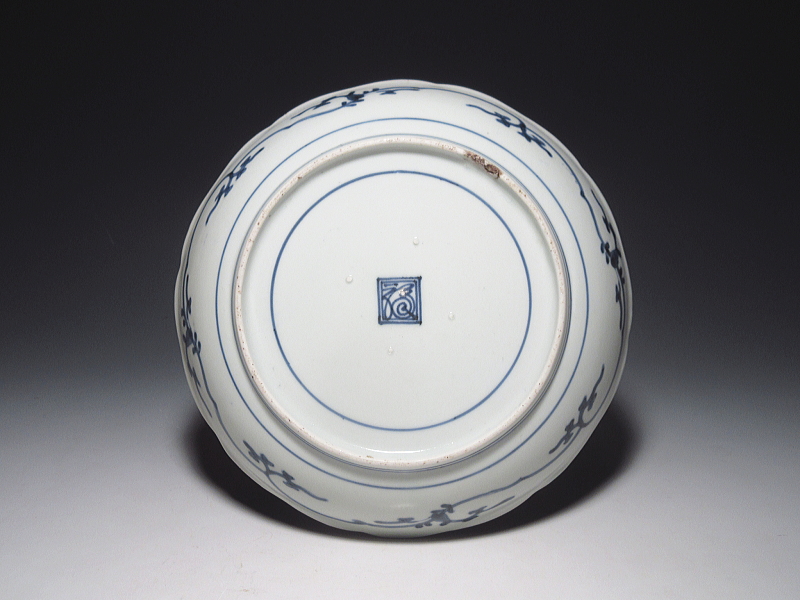 古伊万里　藍柿右衛門　海辺風景文　七寸皿【元禄】