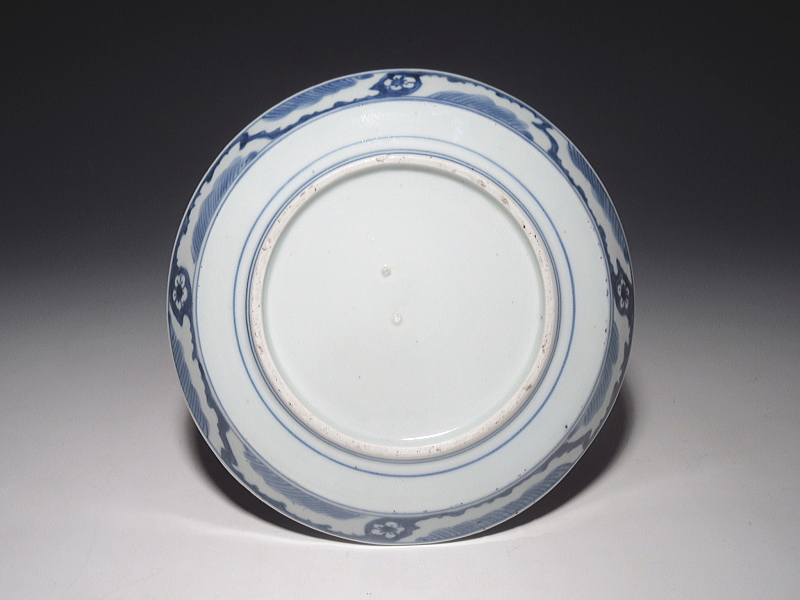 古伊万里　染付　蛸唐草文　七寸皿【宝暦】