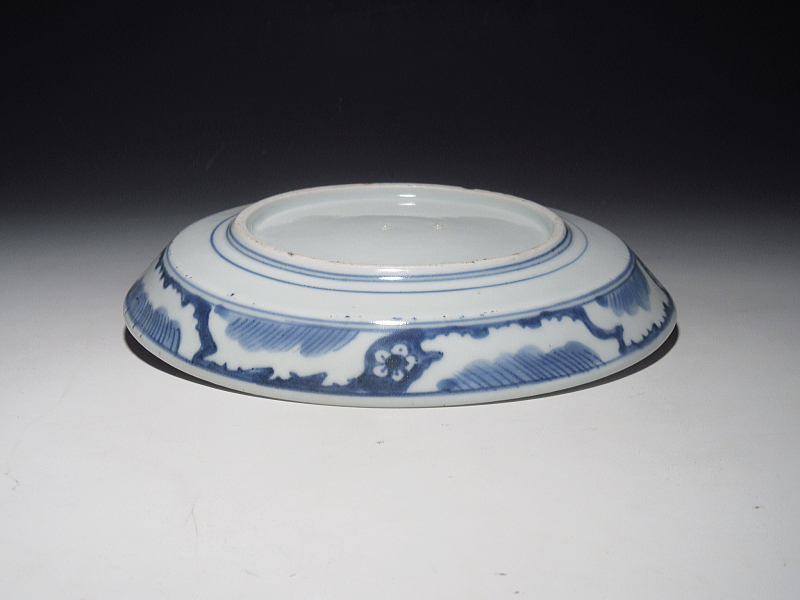 古伊万里　染付　蛸唐草文　七寸皿【宝暦】