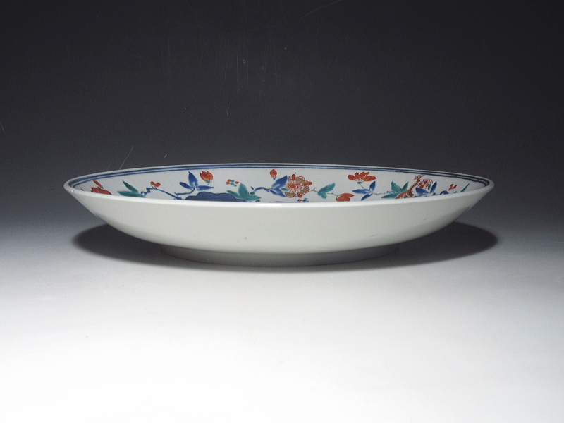 古伊万里　柿右衛門　山水草花文　七寸強皿【延宝】