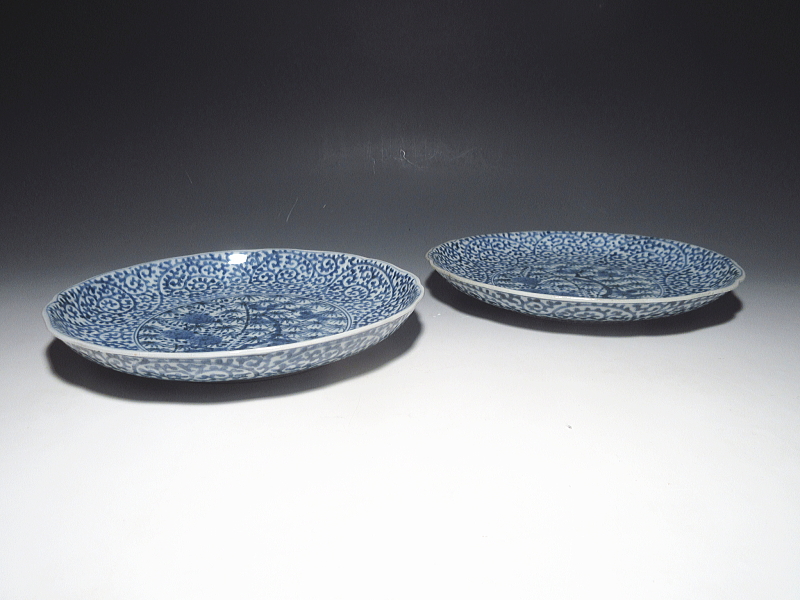 古伊万里　染付　両面蛸唐草文　七寸強皿【享保～宝暦】その１