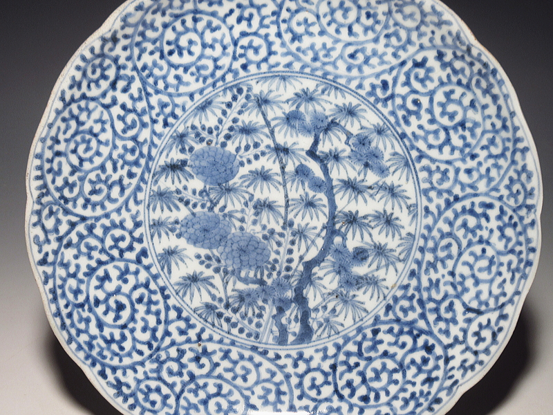 古伊万里　染付　両面蛸唐草文　七寸強皿【享保～宝暦】その２